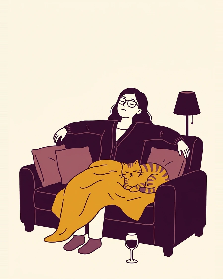 Two people on a sofa, a small space left between them.